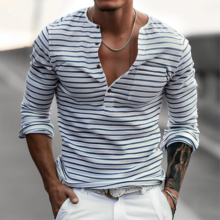 Klasyczna Koszulka Henley w Paski