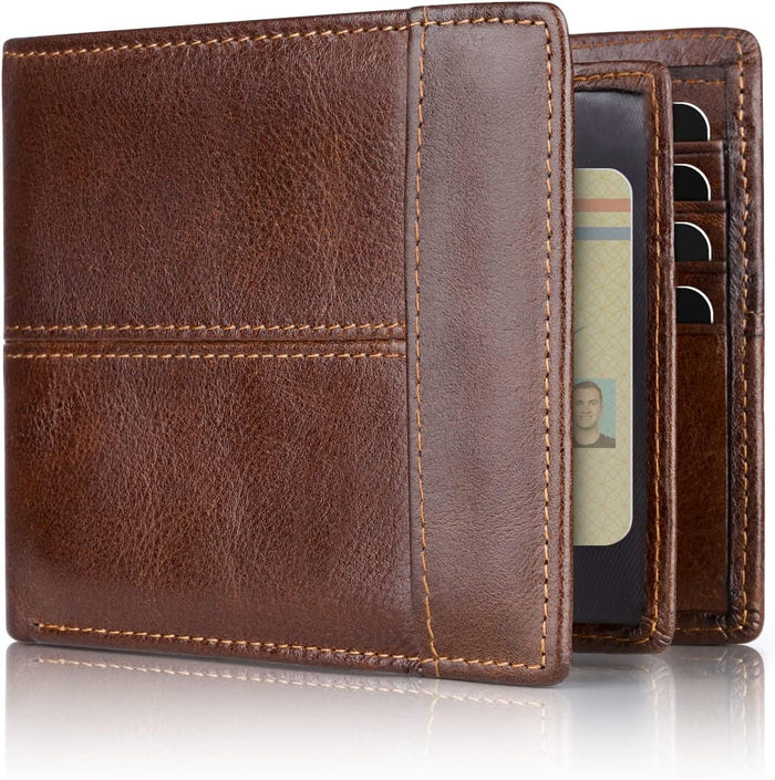 Skórzany Portfel Bifold RFID z 16 Kieszeniami na Karty