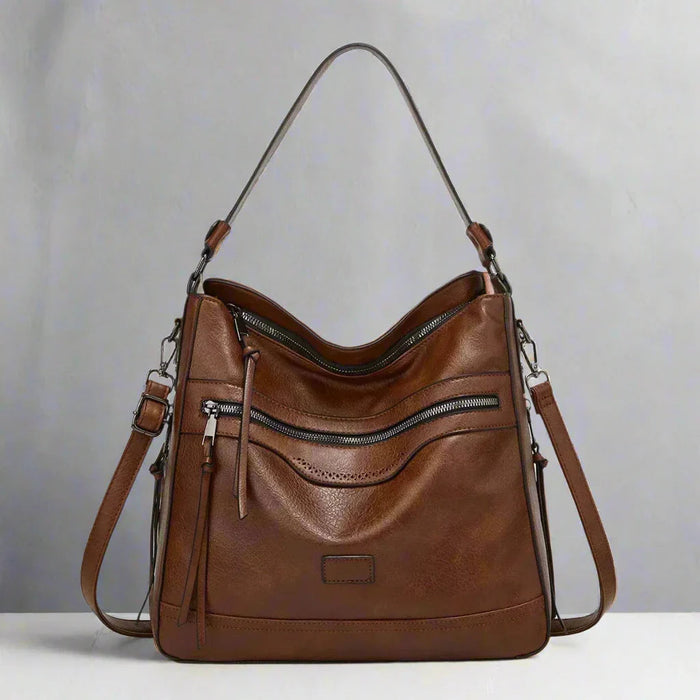 Torba Damska Hobo Retro z Wieloma Kieszeniami na Zamek